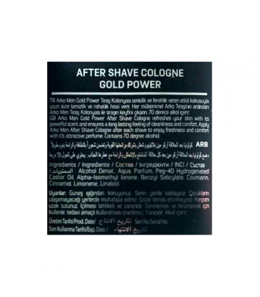 Colonia para después del afeitado poder de oro Arko (255 ml)