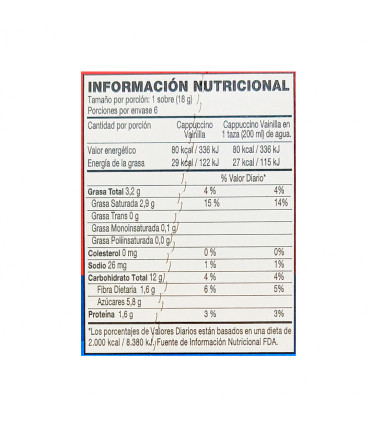 Capuccino sabor Vainilla COLCAFE (108 g / 3.8 oz)